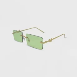 Women's Rimless Metal Rectangle Butterfly Sunglasses - Wild Fable™ Lime Green