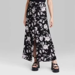 Women's Button-Front Printed Midi Skirt - Wild Fableā¢
