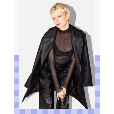 Women's Rhinestone Mesh Mock Turtleneck Top - Wild Fable⢠- Image 3