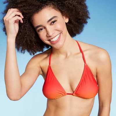 Women's Triangle Bikini Top - Wild Fable⢠Orange Ombre Print - Image 7