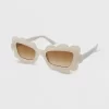 Women's Solid Plastic Novelty Marbleized Cateye Sunglasses - Wild Fable™ Ivory