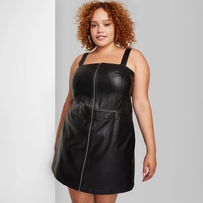 Women's Faux Leather Zip Front Mini Pinafore Dress - Wild Fable⢠- Image 3