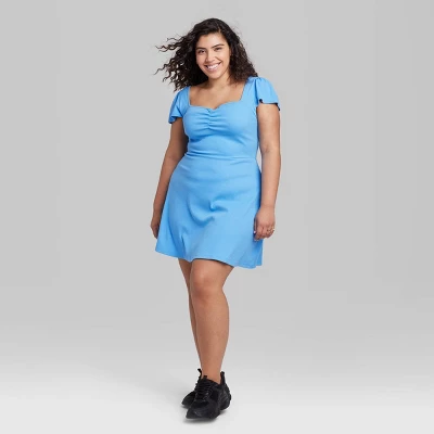 Women's Cap Short Sleeve Fit & Flare Knit Skater Dress - Wild Fableā¢