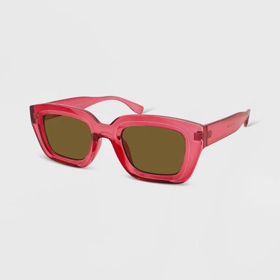 Women's Plastic Chunky Square Crystal Sunglasses - Wild Fable⢠Red