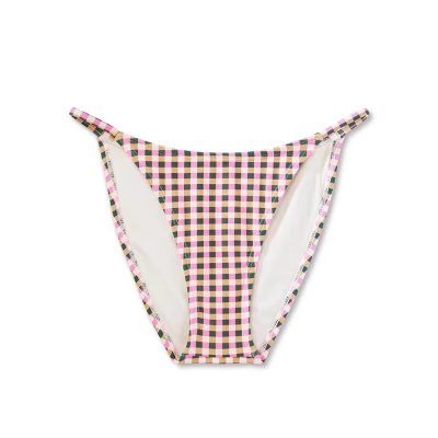 Women's High Leg Cheeky Bikini Bottom - Wild Fable⢠Multi Check Print - Image 5