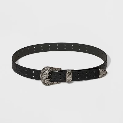 Women's Double Perf Western Belt - Wild Fable Black - Image 2