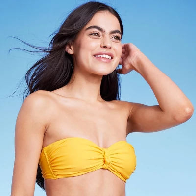 Women's Knot-Front Bandeau Bikini Top - Wild Fable⢠Yellow - Image 2