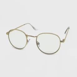 Women's Metal Round Blue Light Filtering Glasses - Wild Fable™ Gold