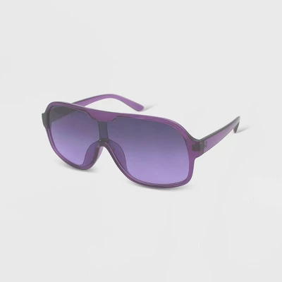 Women's Milky Plastic Oversized Shield Sunglasses - Wild Fable⢠Purple