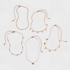 Embellished Heart Chain Choker Necklace Set 5pc - Wild Fable™ Gold