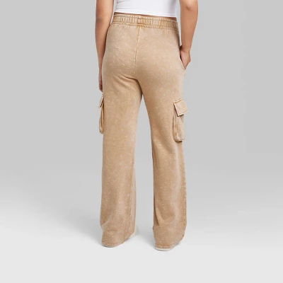 Women's High-Rise Wide Leg Fleece Cargo Pants - Wild Fable⢠- Image 2