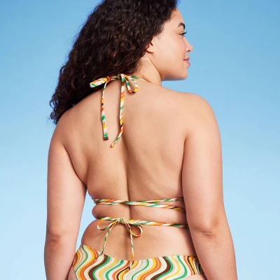 Women's Tie-Front Triangle Bikini Top - Wild Fable⢠Multi Striped - Image 4