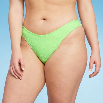 Women's Terry Textured High Leg Cheeky Bikini Bottom - Wild Fable⢠Green - Image 7