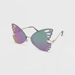 Women's Rimless Metal Butterfly Novelty Sunglasses - Wild Fable™ Green