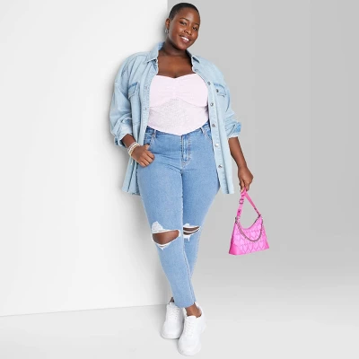 Women's Super-High Rise Distressed Skinny Jeans - Wild Fable⢠Medium Wash - Image 3