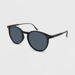 Women's Rubberized Plastic Round Sunglasses - Wild Fable™ Black