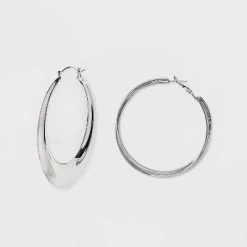 Twisted Chunky Hoop Earring Set 3pc - Wild Fable™ Silver