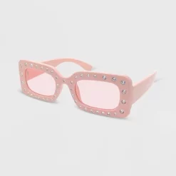 Chunky Square Rhinestone Sunglasses - Wild Fable™ Pink