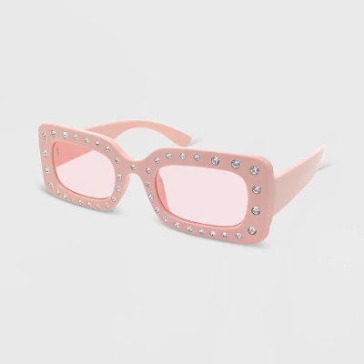 Chunky Square Rhinestone Sunglasses - Wild Fable⢠Pink
