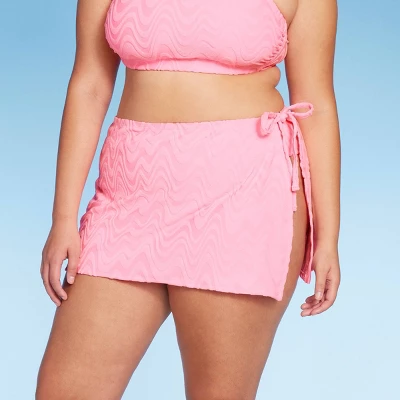 Women's Wavy Terry Textured Side-Tie Skirt Swimsuit Cover Up - Wild Fable⢠Light Pink - Image 5