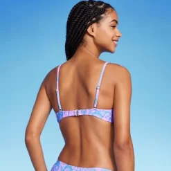 Women's Paisley Print Cut Out Bralette Bikini Top - Wild Fable™ Blue/Pink