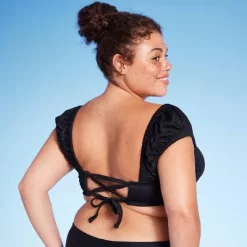 Women's Cap Sleeve Smocked Bralette Bikini Top - Wild Fable™