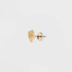 Heart And Beaded Cubic Zirconia Flower Stud Earring Set 18pc - Wild Fable™ Gold