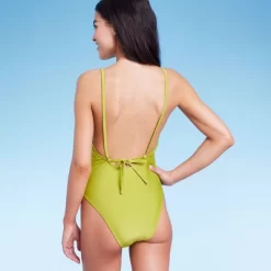 Women's Ring Front Cut Out One Piece Swimsuit - Wild Fable™ Green