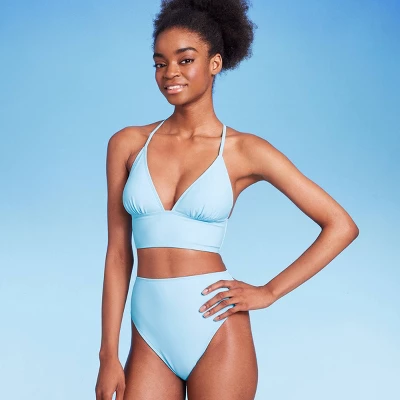 Women's High Leg Cheeky High Waist Bikini Bottom - Wild Fable⢠Light Blue - Image 2