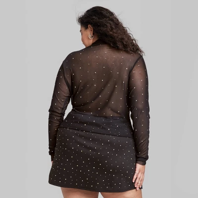 Women's Rhinestone Mesh Mock Turtleneck Top - Wild Fable⢠- Image 2