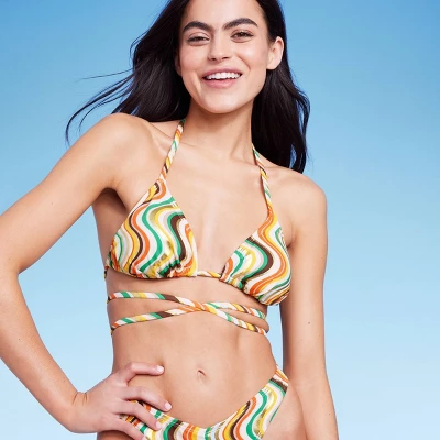 Women's Tie-Front Triangle Bikini Top - Wild Fable⢠Multi Striped - Image 2