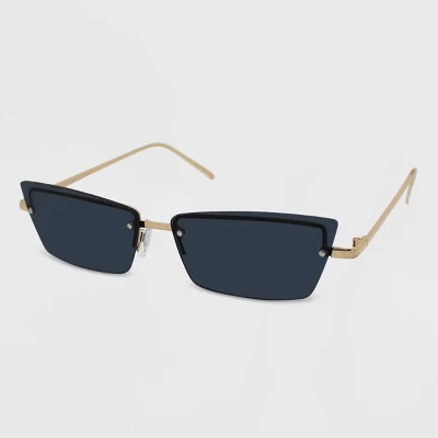Women's Narrow Rimless Rectangle Cateye Sunglasses - Wild Fable⢠Gold